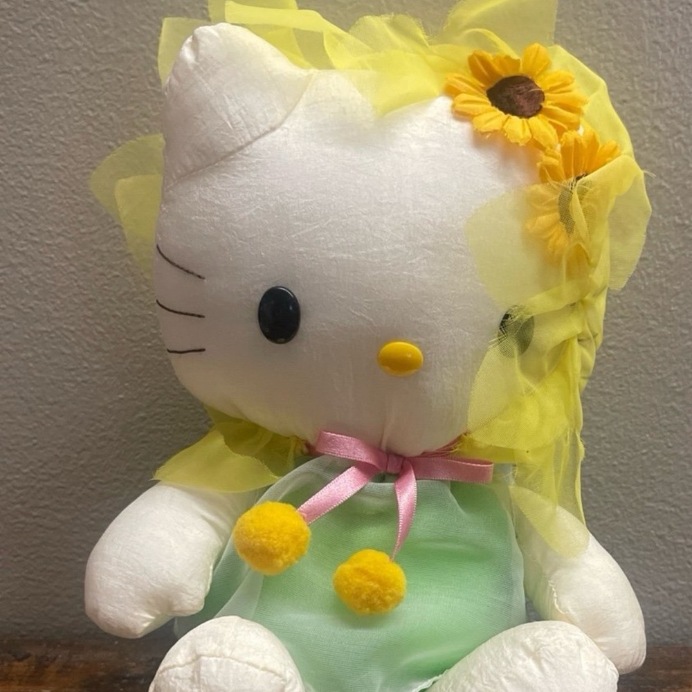 Hello Kitty Stuffed Animal with Yellow and Pink Accents